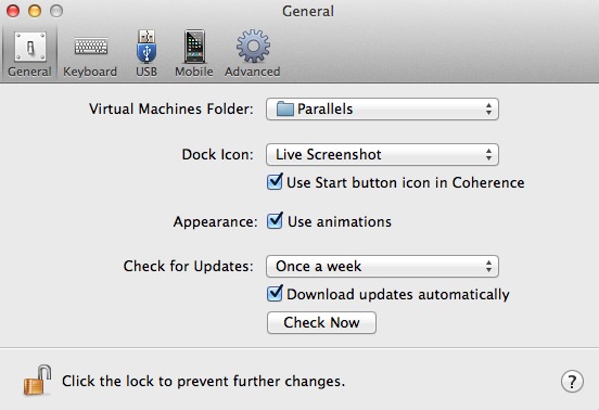 Parallels Desktop 8.0 : General preferences