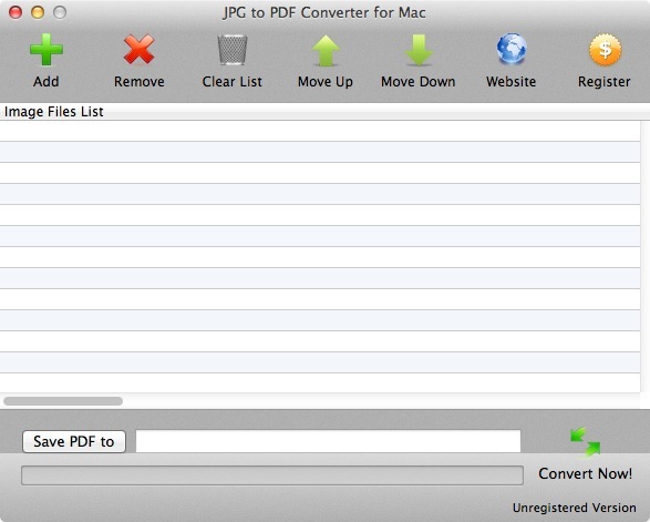JPG To PDF Converter For Mac 1.0 : Main Window