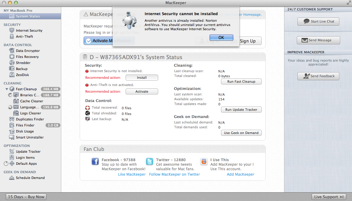 MacKeeper 2.5 : Dubious prompt