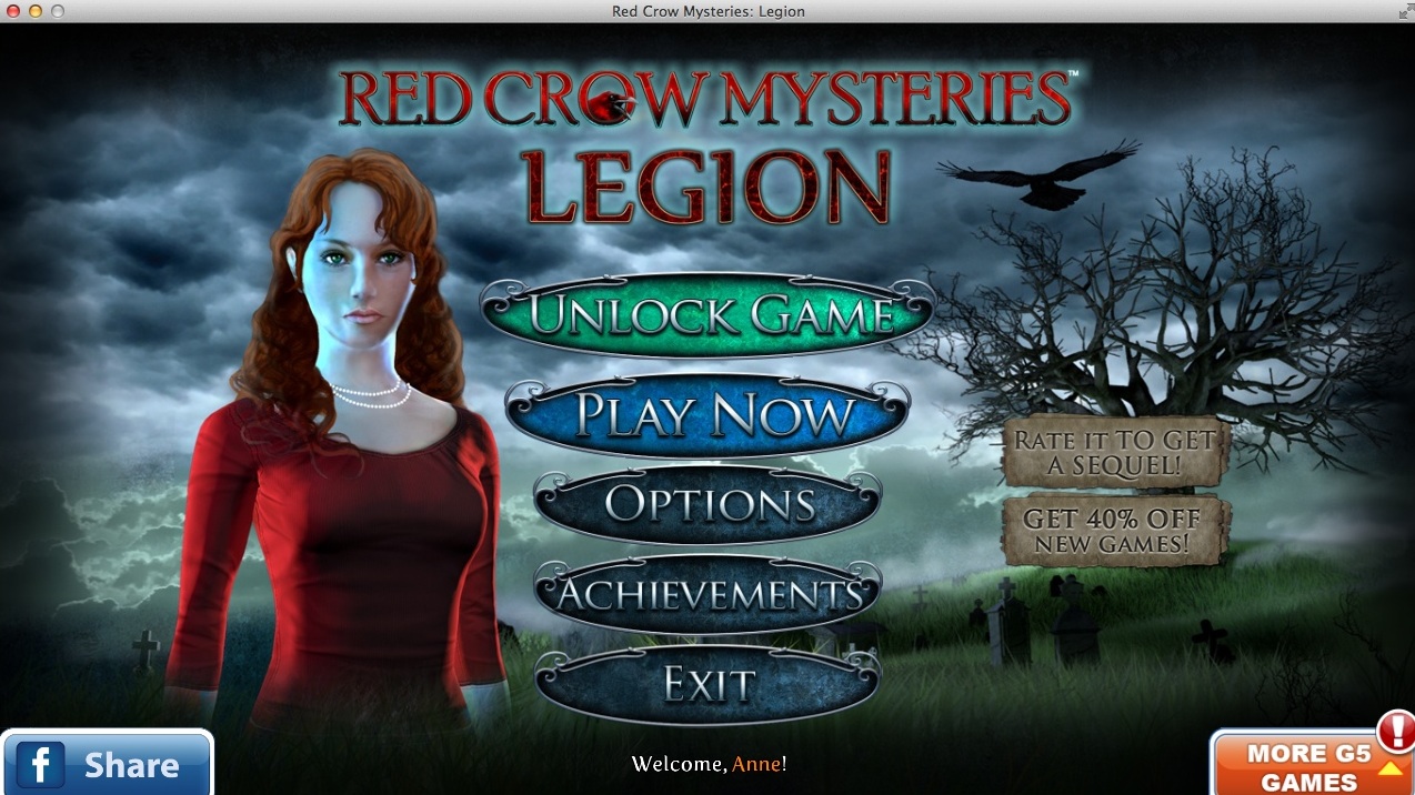 Red Crow Mysteries: Legion 1.0 : Main Menu
