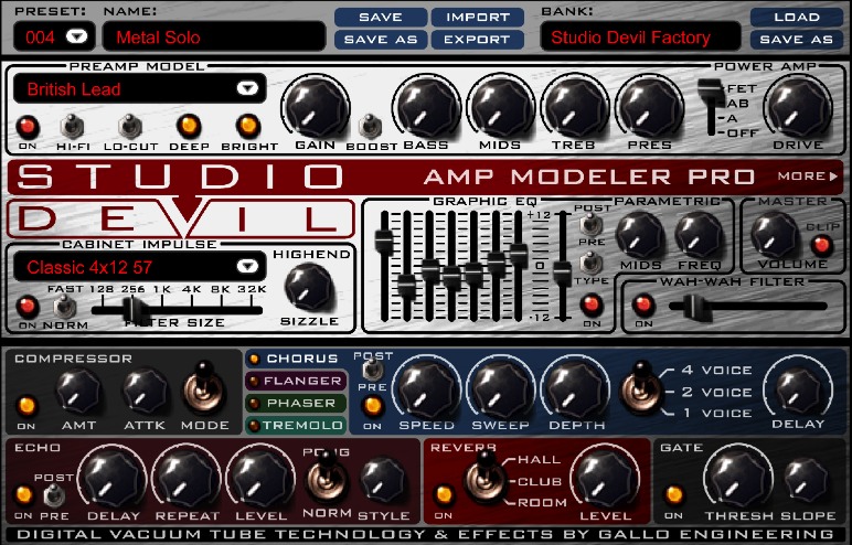 Studio Devil AMP (Amp Modeler Pro) 1.5 : Main window