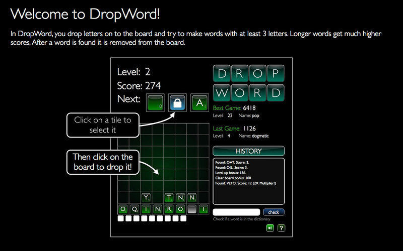 Dropword 1.0 : DropWord screenshot