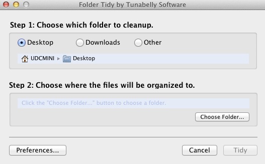 Folder Tidy 2.1 : Main window