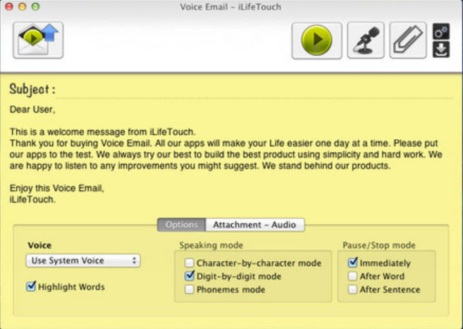 Voice Email 1.6 : Main Window