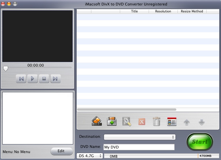 iMacsoft DivX to DVD Converter 2.9 : Main window