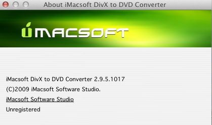 iMacsoft DivX to DVD Converter 2.9 : About window