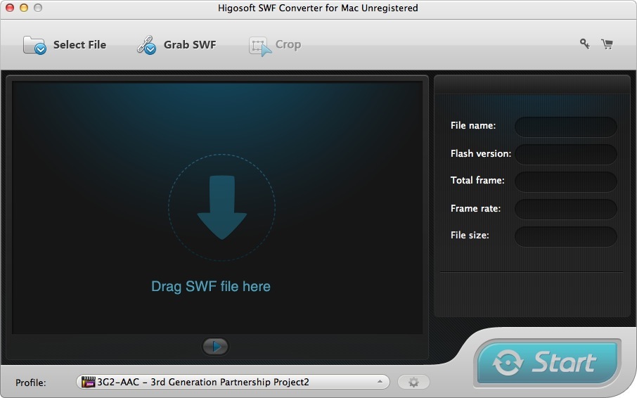 Higosoft SWF Converter for Mac 2.6 : Main Window