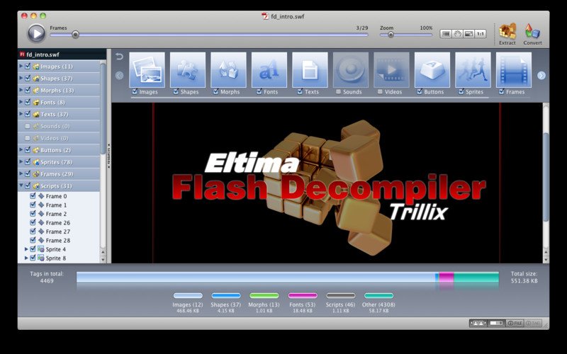 Flash Decompiler Trillix 5.3 : Flash Decompiler Trillix screenshot