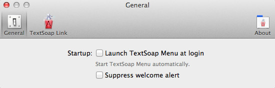 TextSoap Menu 1.0 : Preferences window