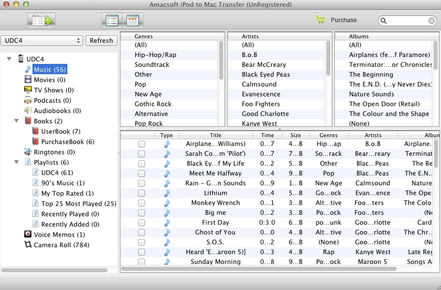 Amacsoft iPod to Mac Transfer 3.6 : Music