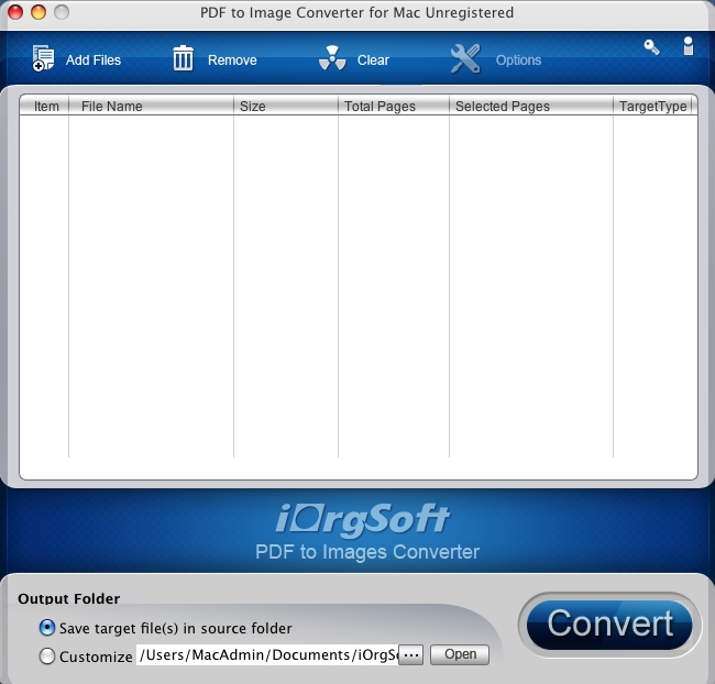 PDF to Image Converter for Mac 3.1 : Main Window