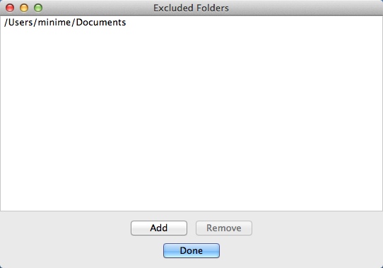TopHat Folders Menu 1.2 : Excluded Folders Window