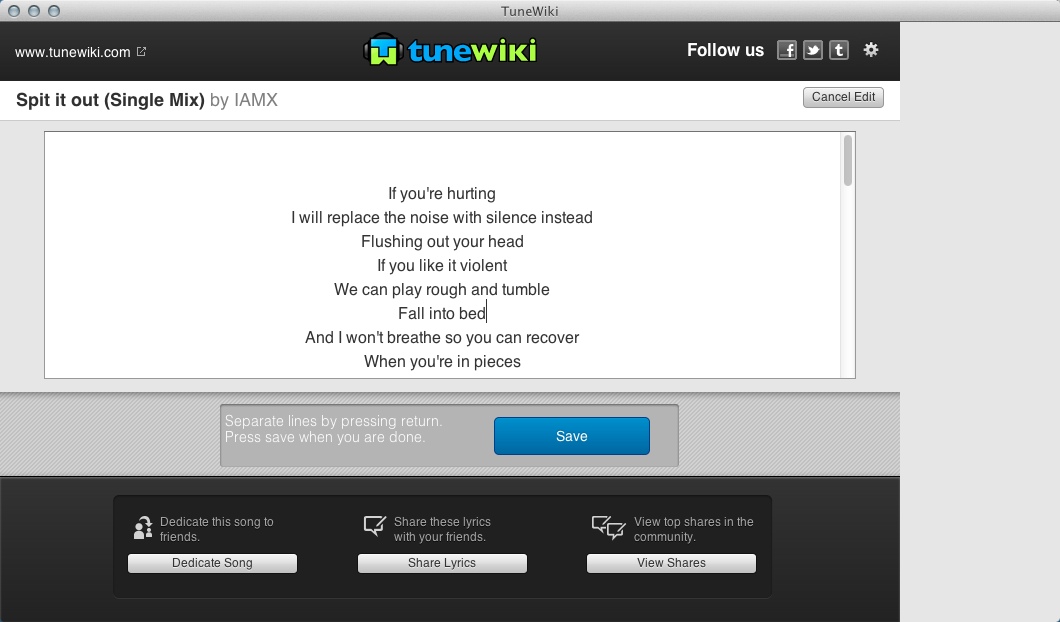 TuneWiki 1.1 : Editing Lyrics