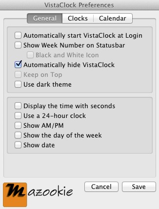 VistaClock 1.5 : Preferences
