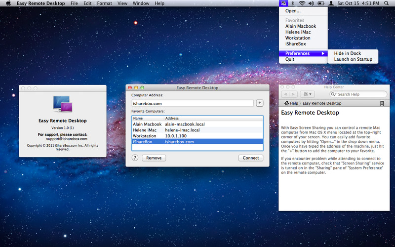 Easy Remote Desktop 1.0 : Program windows