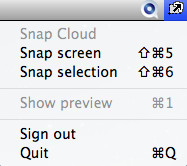 Snap Cloud 1.0 : Menu bar