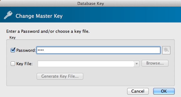 KeePassX 0.4 : Changing Master Password