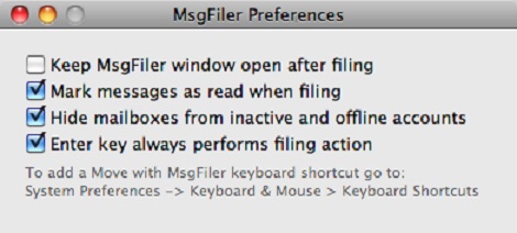 MsgFiler 3.1 : Preferences