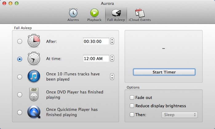 Aurora 5.0 : Configuring Fall Asleep Settings