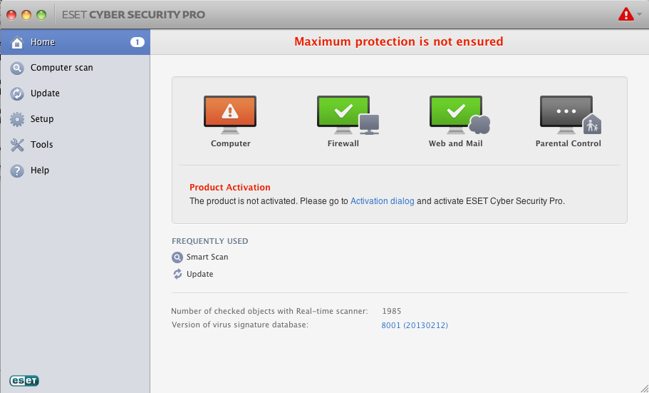 ESET Cyber Security Pro 5.0 : Main View
