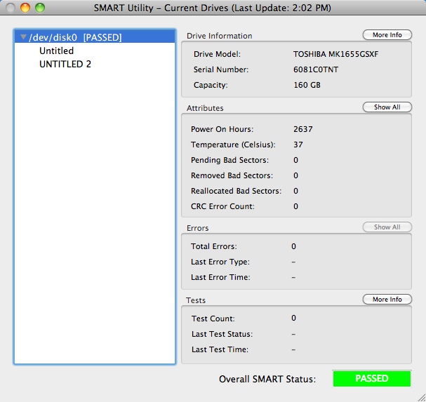 SMART Utility 3.1 : Main Window