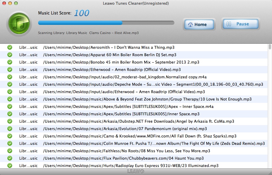 Leawo Tunes Cleaner for Mac 3.2 : Scanning Music Folder