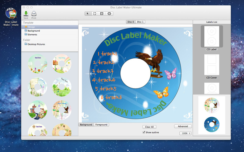 Disc Label Maker Ultimate 2.0 : Main window
