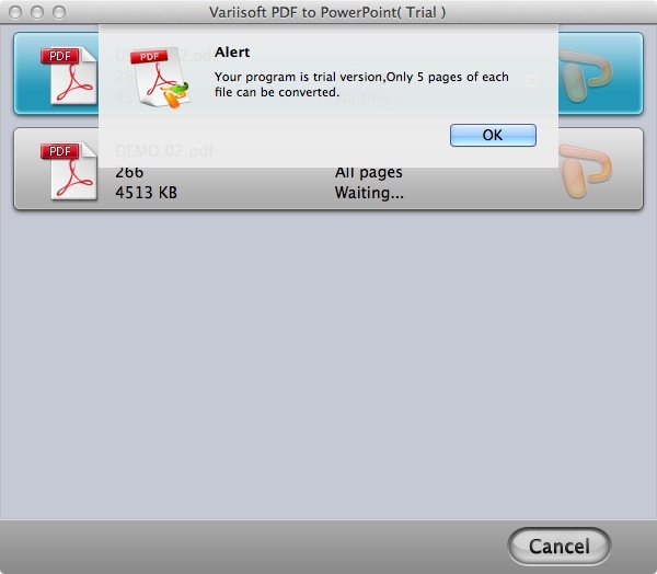 PDF to PowerPoint 3.6 : Trial Limit