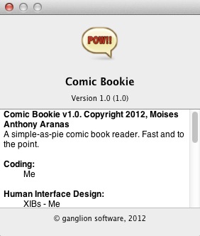 Comic Bookie 1.0 : About window