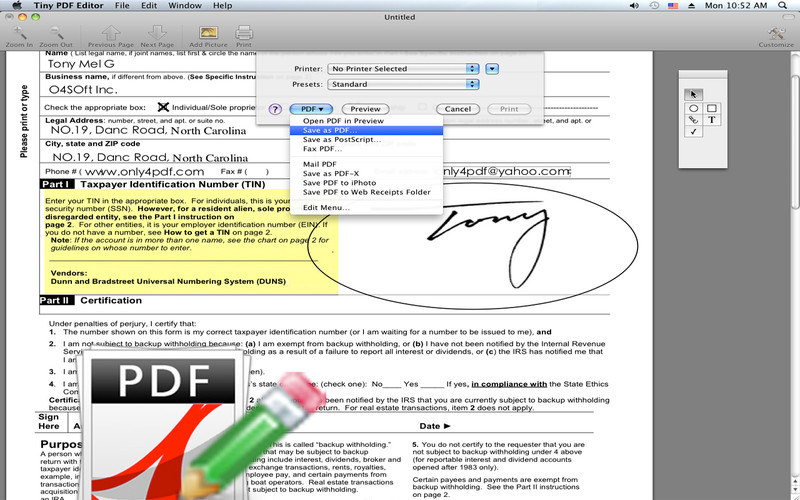 Tiny PDF Editor 1.3 : Tiny PDF Editor - Filling Out and Signing PDF Forms screenshot