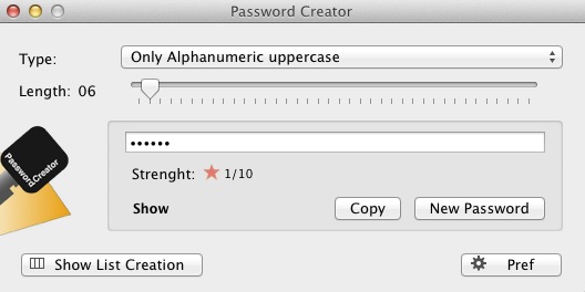 Password Creator 1.1 : Main window