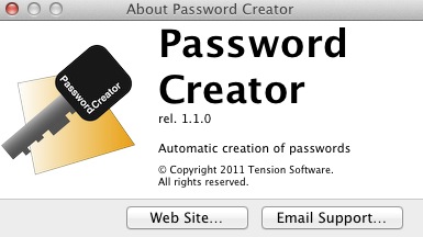 Password Creator 1.1 : About window