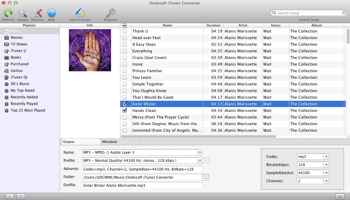 Onde iTunes Converter 1.2 : Main window