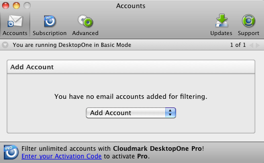 Cloudmark DesktopOne 1.0 : Main window