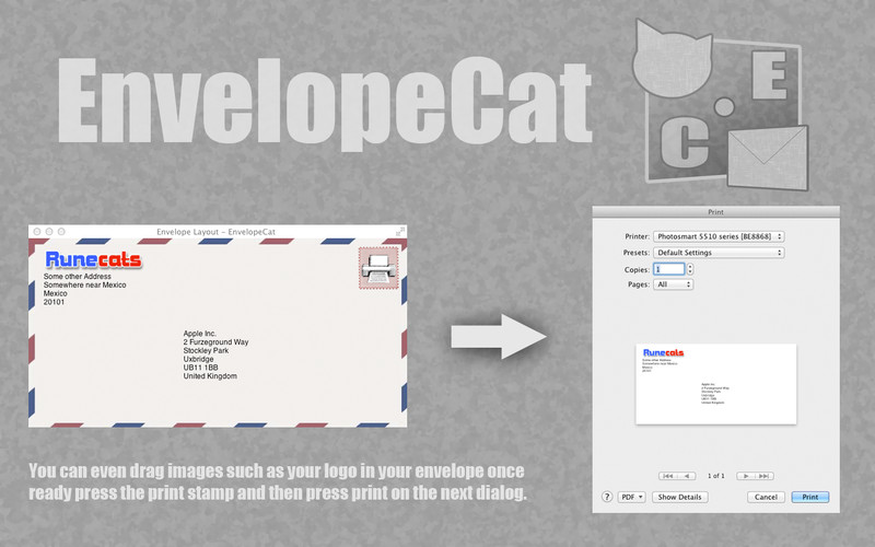 EnvelopeCat - Envelope Printer 2.0 : Main Window