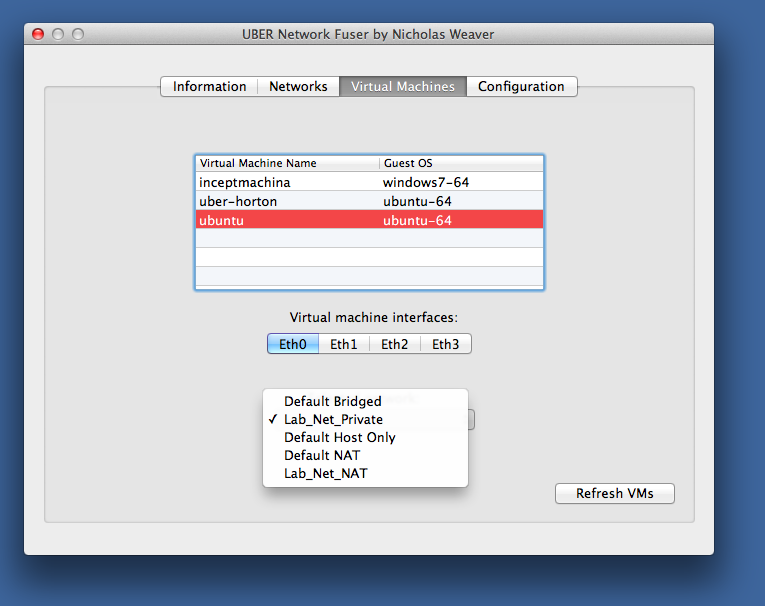 UBER Network Fuser 1.7 : Main window