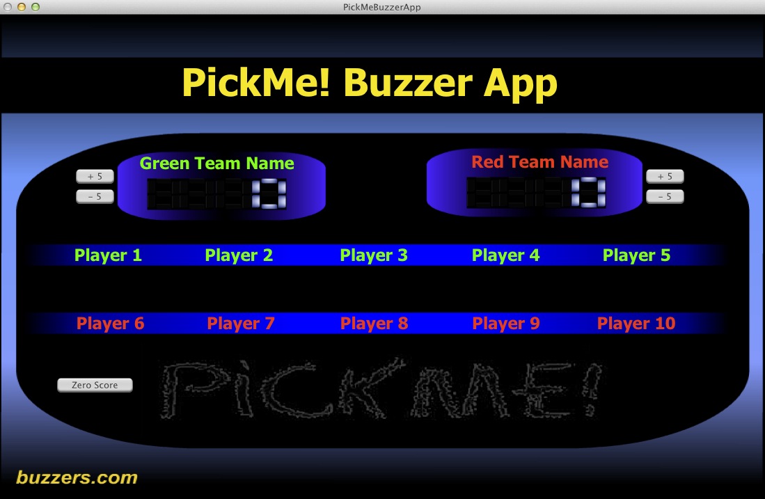 Pick Me! Buzzer App 1.0 : Main window