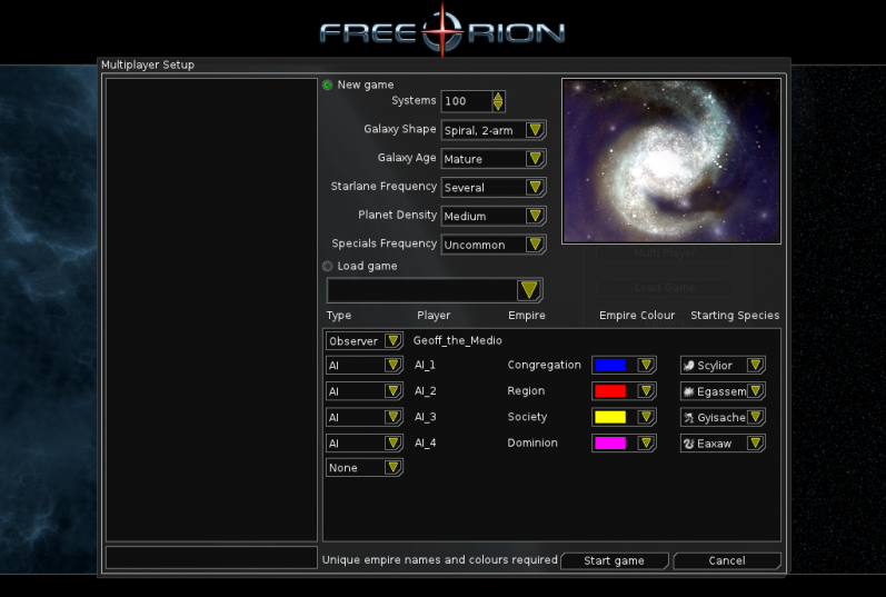 FreeOrion 0.4 : Main window