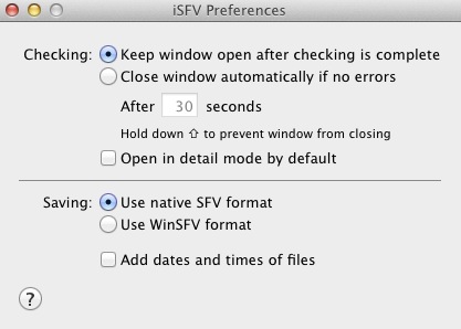 iSFV 0.3 : Preferences