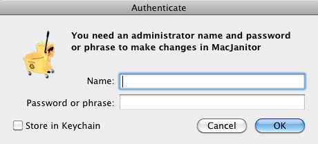 MacJanitor : Administrator access
