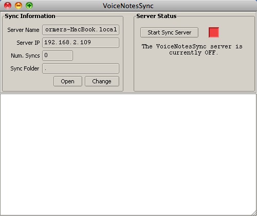 VoiceNotesSync 1.0 : Main window