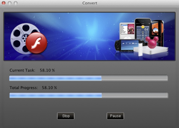 Free FLV to PSP Converter for Mac 1.0 : Conversion window