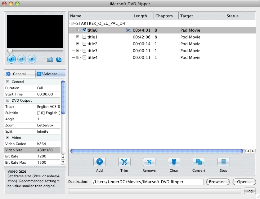 iMacsoft DVD Ripper 2.5 : Main window