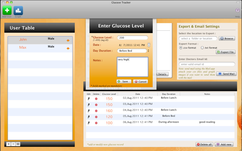 Glucose Tracker 1.1 : Glucose Tracker screenshot