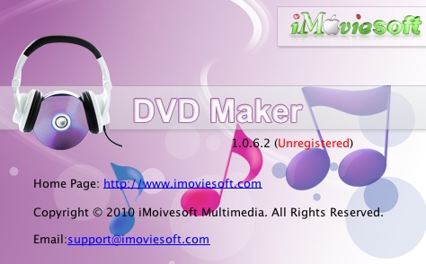iMoviesoft DVD Maker 1.0 : About window