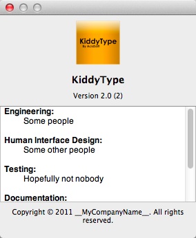 KiddyType 2.0 : About Window