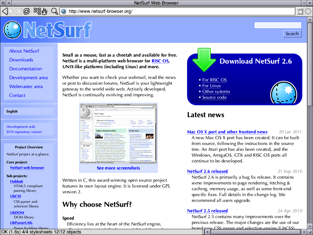 NetSurf 2.9 : Main window