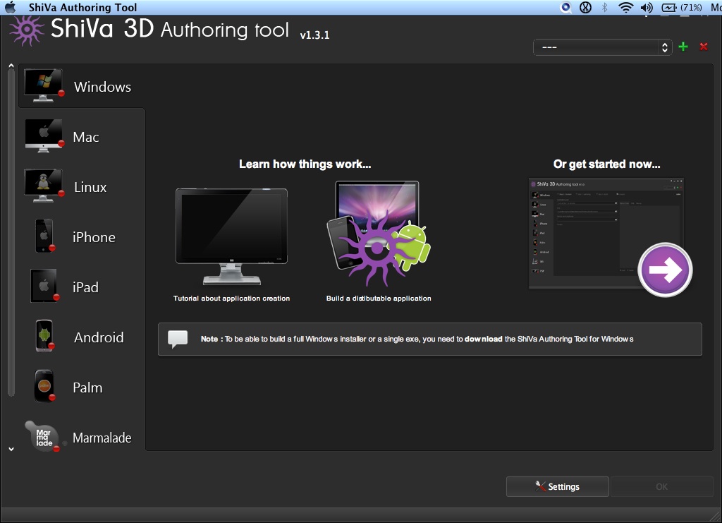 Shiva 3D Authoring Tool 1.3 : Main window