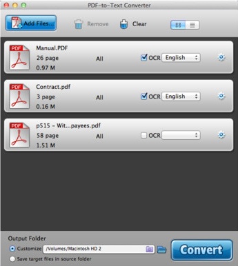 PDF-to-Text Converter 2.3 : Main window
