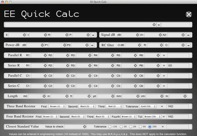 EE Quick Calc 1.0 : Main window